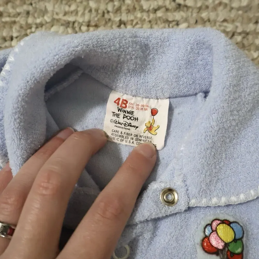 Vintage Disney Winnie the Pooh Blue Footed One Piece 4B / 2T